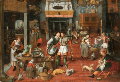 キッチン インテリア、c。 1565年。 作： Marten van Cleve the Elder