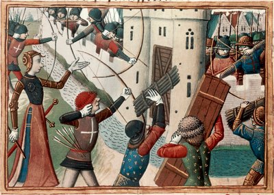 オルレアン包囲戦のジョーン・オブ・アーク、シャルル7世のヴィジルからの細密画 作： Martial de Paris (fl.15th century)