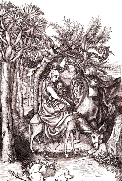 エジプトへの旅、聖家族 作： Martin (after) Schongauer