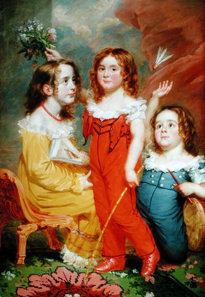 インテリアの中の3人の子供（油彩・キャンバス） 作： Martin Archer (attr. to) Shee