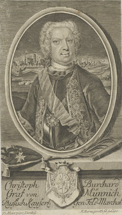 バークハルト伯爵クリストフ・フォン・ミュニッヒ1683-1767、1730年頃の肖像。 作： Martin Bernigeroth