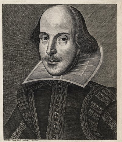 「ウィリアム・シェイクスピア（1564-1616）代表：マーティン・ドローシャウト 作： Martin Droeshout