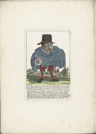 De Spaanse dwerg Don Miguel Zorrero Tuerto, ca. 1710年 Don Miguel Zorrero Tuerto Cavallero de las Trencedas de capatos、偉大な船長の父。 コヴィエッロ、ドン・キホーテの親戚、未知の南方の地の総督 (オブジェクトの称号) イル・カロット 作： Martin Engelbrecht (attributed to)
