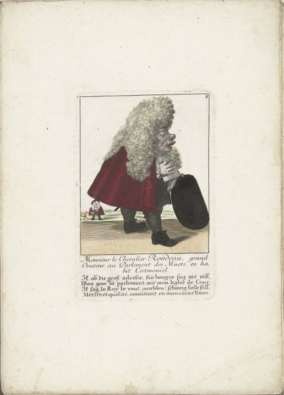 dwerg Chevalier Rondeau als een parliamentslid から。 1710年 ムッシュ・ル・シュヴァリエ・ロンドー、ミュートの議会の大雄弁家、儀式用のドレス（オブジェクトのタイトル） Il Callotto resurcitato oder Neu eingerichtes Zwerchen Cabinet (シリーズ タイトル) 作： Martin Engelbrecht (attributed to)