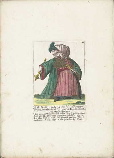 De dwerg ハリ ナシリ パシャ、1710 年頃 ハリ・ナシリ・パシャ、彼の兄弟であるビシル・クヌッペルリ、列島の大きな島シュメクスの知事（オブジェクトのタイトル） Il Callotto resurcitato または Newly Furnished Small Cabinet (シリーズ タイトル) 作： Martin Engelbrecht (attributed to)