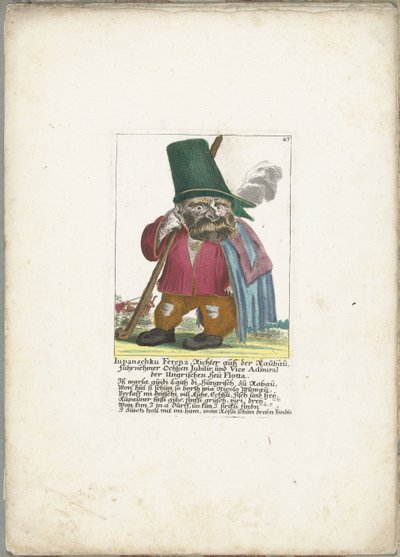 De dwerg Iupanschku Ferenz、1710年頃 Iupanschku Ferenz、ラウバウの裁判官、牛のジュビリル首長、ハンガリーのヘウ・フロッタ中将（オブジェクトの称号） Il Callotto resurcitato または Newly Furnished Small Cabinet (シリーズ タイトル) 作： Martin Engelbrecht (attributed to)