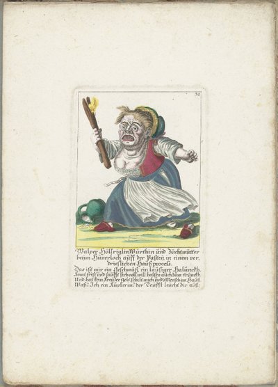 De dwerg Malper Höllriglin als waardin、1710年頃 Malper Höllriglin Würthin と Hünerloch auff der Pasteij の繁殖母、厄介な国内訴訟 (オブジェクトのタイトル) Il Callotto resurcitato または新しく家具付きの小さなキャビネット (シリーズ タイトル) 作： Martin Engelbrecht (attributed to)
