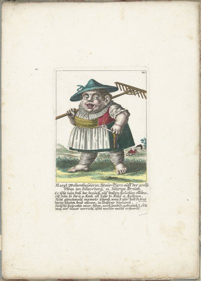 ドワーフ Margl Woltzenthoulerin、約。 1710年 Margl Woltzenthoulerin, Mayr-Thirn auff der Grosn Olbm im Zillersberg, 12. Jährige Brauth (オブジェクトのタイトル) Il Callotto resurcitato または新しく任命された Zwerchen 内閣 (シリーズ タイトル) 作： Martin Engelbrecht (attributed to)