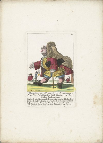 小人のムッシュー・ル・マルキ・ド・ソーテレル、カリフォルニア州。 1710年 Monsieur le Marquis de Sauterelle, Obrister Heüschrecken Commissarius, in der Liebes 宣言 (オブジェクトのタイトル) Il Callotto resurcitato または新しく任命された Zwerchen 内閣 (シリーズ タイトル) 作： Martin Engelbrecht (attributed to)