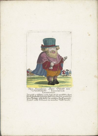 オズワルド・ヴァン・シュトローバルトのドワーグ、1710年頃 オズワルド・フォン・シュトロブルバルト閣下 Injuriarum Licentiatus (オブジェクトのタイトル) Il Callotto resurcitato または Newly Furnished Small Cabinet (シリーズ タイトル) 作： Martin Engelbrecht (attributed to)