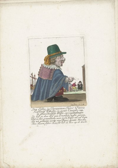 ドワーフ・ピーターズ 捕鯨船としてのカールムス・ヴィセラー、1710年頃 Den Edlen and Vornaemen Heer Piters Kahlmüß Wisseller、Greenlandic Walfis コレスポンデンツィエンの Groot Canzeler (オブジェクトのタイトル) Il Callotto resurcitato oder Neu einrichtings Zwerchen C 作： Martin Engelbrecht (attributed to)