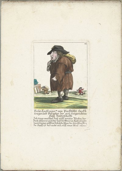 1710 年頃、ピンクフェルド作のドワーグ ファイス ノリンガー Veith Knollinger von Pinklfeldt、Baghtrager、新しく設立された Flegl Brotherhood の前任者 (オブジェクトのタイトル) Il Callotto resurcitato または Newly Furnished Small Cabinet (シリーズ タイトル) 作： Martin Engelbrecht (attributed to)