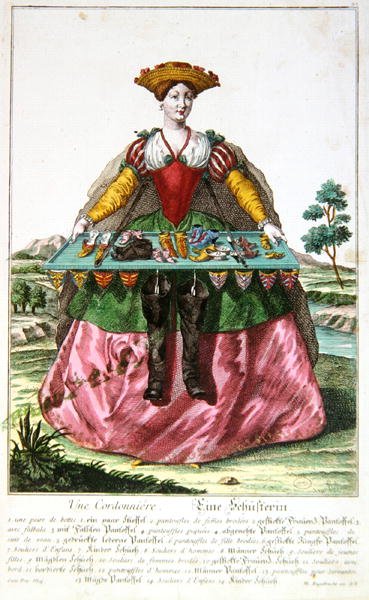 A Shoemaker, c.1735 (color engraving) 作： Martin Engelbrecht