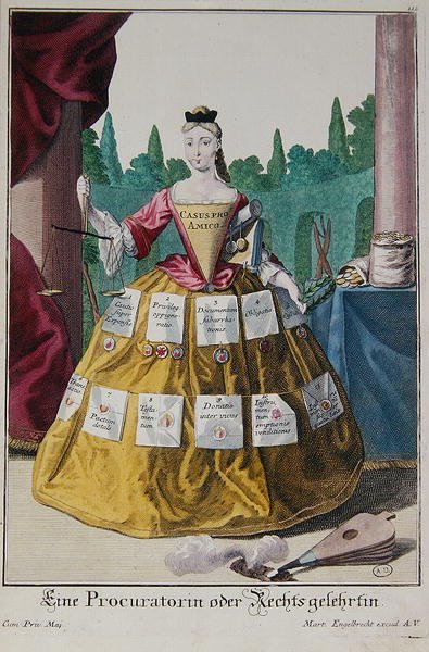 女検事」1735年頃（カラーリトグラフ） 作： Martin Engelbrecht