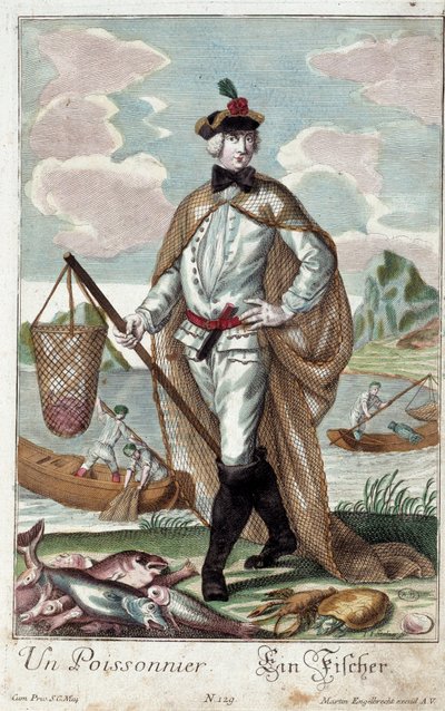 メチエ。魚の木です。マーティン・エンゲルブレヒト(1684-1756)によるエングレーヴィング、18世紀、ドイツの「マヌーヴリー・ハビーユの新しい集合体」。パリ、装飾美術 作： Martin Engelbrecht