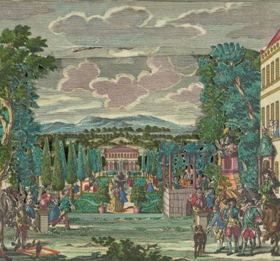 イタリア式邸宅と庭園の紙芝居またはジオラマ 1730～56年頃 作： Martin Engelbrecht