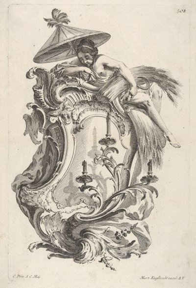 壁燭台から4年間を描いた夏を表す壁取り付け用燭台、約1730-56年。 作： Martin Engelbrecht