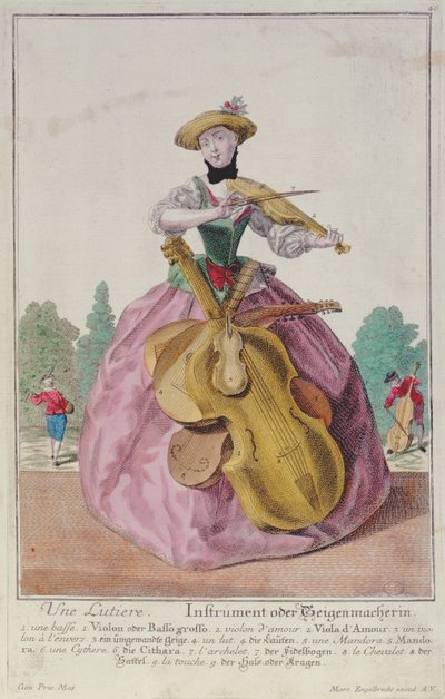 アウグスブルクで出版された楽器メーカー、c.1735 作： Martin Engelbrecht
