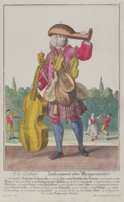 アウグスブルクで出版された楽器メーカー、c.1735 作： Martin Engelbrecht