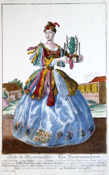 ソフトファニッシャーの妻』1735年頃（カラーエングレーヴィング） 作： Martin Engelbrecht