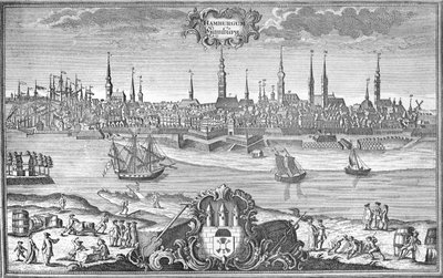 ハンブルクの眺め、1710〜50年頃 作： Martin Engelbrecht