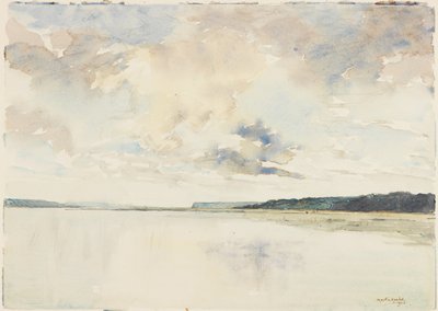 セーヌ川の河口（紙に鉛筆と水彩） 作： Martin Hardie