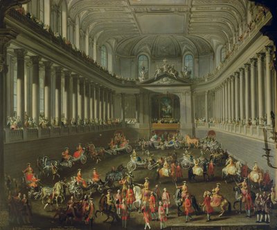 1743年のプラハでのフランス軍の敗北を祝うための、ウィーンホフの冬の乗馬学校の騎兵隊（詳細は66596および66708を参照） 作： Martin II Mytens or Meytens