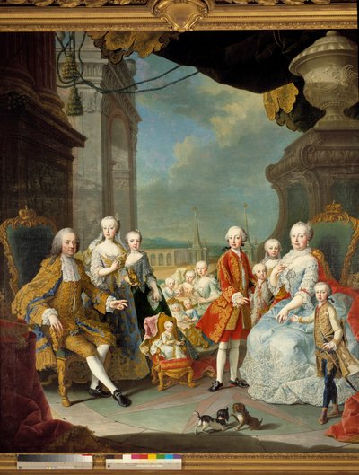 家族に囲まれるマリア・テレジア（1754年 作： Martin II Mytens or Meytens