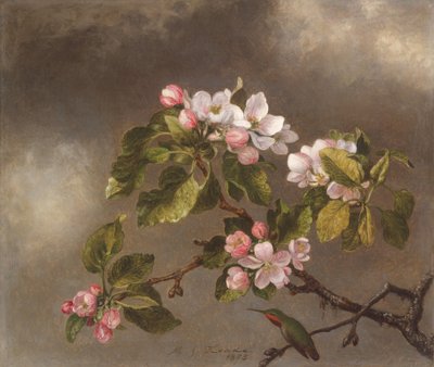 ハチドリとリンゴの花、1875 作： Martin Johnson Heade