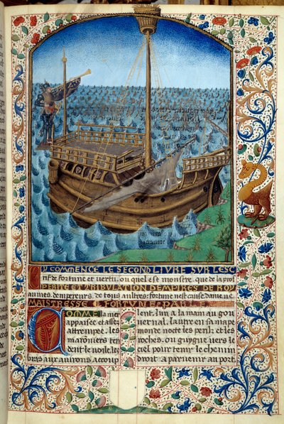 海上の船の表現 - Martin Le Franc (1410-1461)の「L