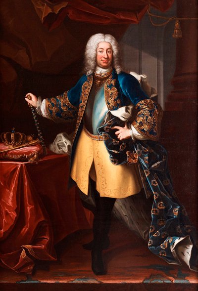 Portrait of Frederic I (Frederick I) (1676-1751) roi de Suede et prince de Finlande (Portrait of King Frederick I of Sweden (1676-1751))Martin Meytens dit le jeune (1695-1770) の絵画、1730年頃 - 油彩・キャンバス、234x158 - 個人蔵 作： Martin Meytens the Younger