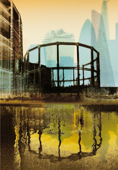 ブロードウェイ・ガス・タワー、2013年（スクリーンプリント） 作： Martin Mossop