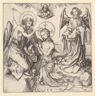 キリストの洗礼、ca。 1470-1474。 作： Martin Schongauer