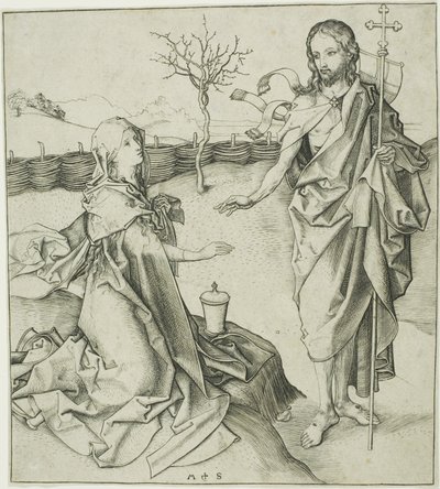 マグダレンに現れたキリスト—ノリ・メ・タンゲレ 作： Martin Schongauer
