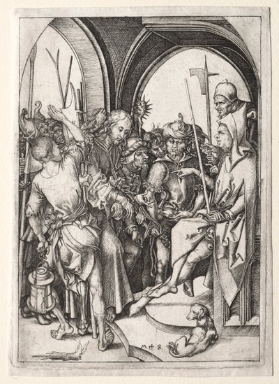 大祭司の前のキリスト。 作： Martin Schongauer