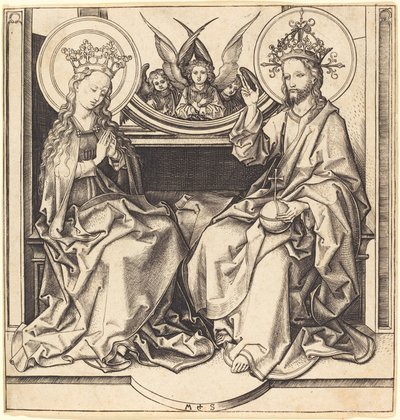 聖母を祝福するキリスト 作： Martin Schongauer