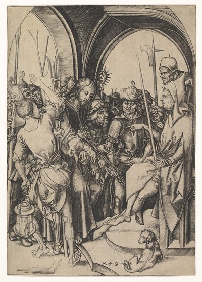 アンナの前のキリスト、ca。 1435-1491。 作： Martin Schongauer