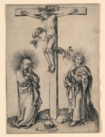 マリアとヨハネと十字架上のキリスト 作： Martin Schongauer
