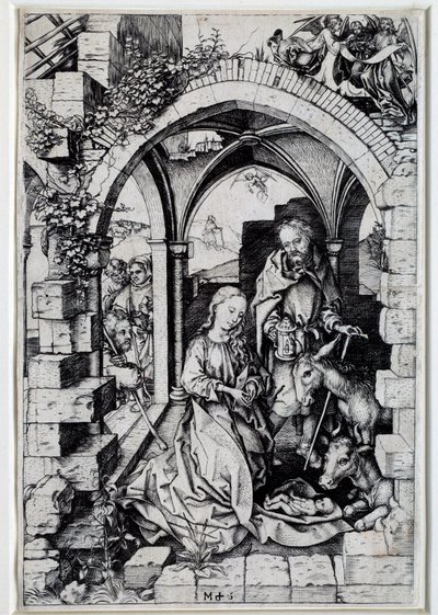 マーティン・ショーンガウアー（1450-1491）によるネイティヴ・ドローイング 15世紀 パリ 作： Martin Schongauer