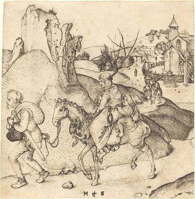 市場に行く農民の家族 作： Martin Schongauer
