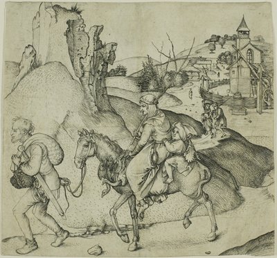 市場に出向く農民一家 作： Martin Schongauer