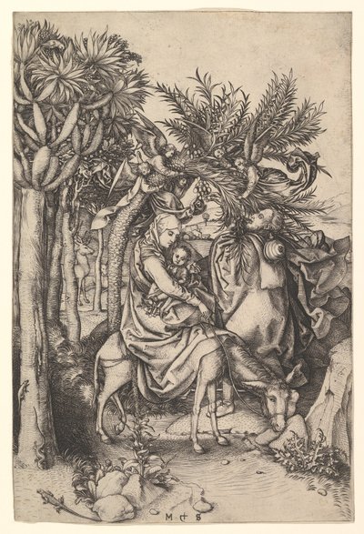 エジプトへのフライトで休む1435-1491。 作： Martin Schongauer