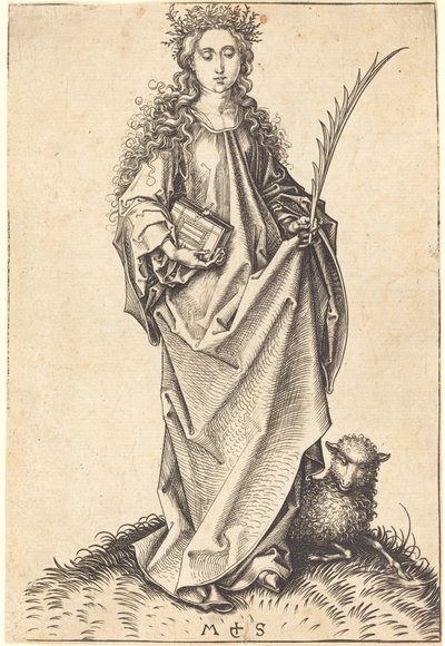 聖アグネス 作： Martin Schongauer