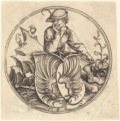 農民が持つ翼のある盾 作： Martin Schongauer