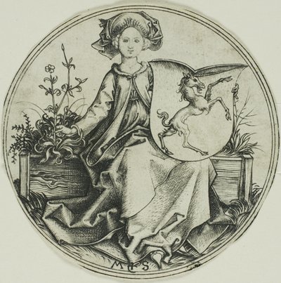 淑女に抱かれたユニコーンの盾 作： Martin Schongauer