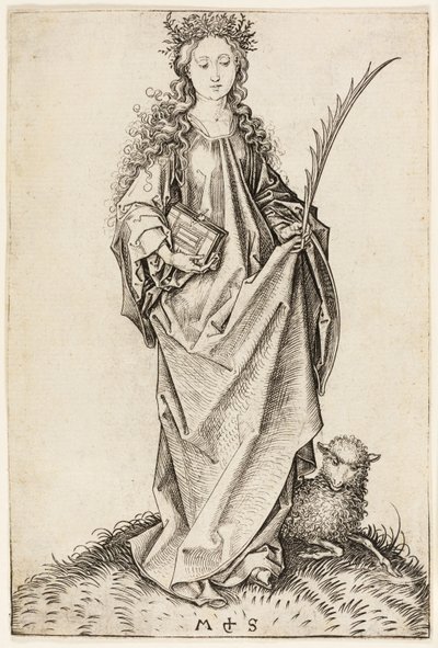 聖アグネス 作： Martin Schongauer