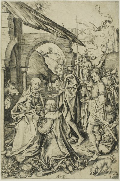 キリストの生涯より、東方の三博士の崇拝 作： Martin Schongauer