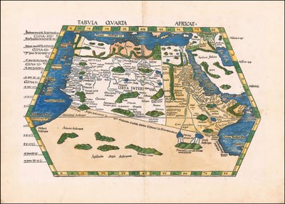 1513 マルティン・ヴァルトゼーミュラーによるプトレマイオスの第4アフリカ地図 作： マーティン・ヴァルトゼーミュラー