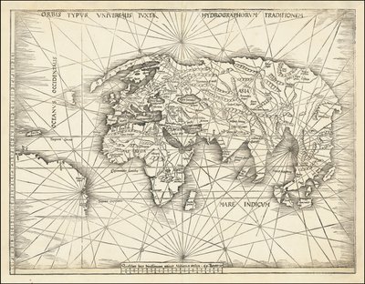 1513年の地図 - Orbis Typus Universalis Iuxta Hydrographorum Traditionem 作： マーティン・ヴァルトゼーミュラー