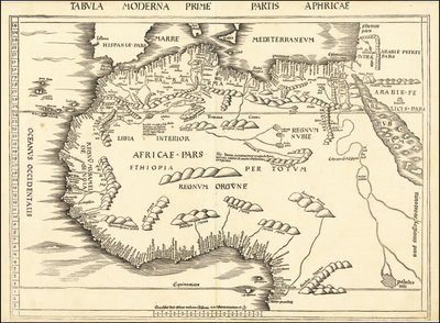 マルティン・ヴァルトゼーミュラーによる1513年の北アフリカ地図 作： マーティン・ヴァルトゼーミュラー